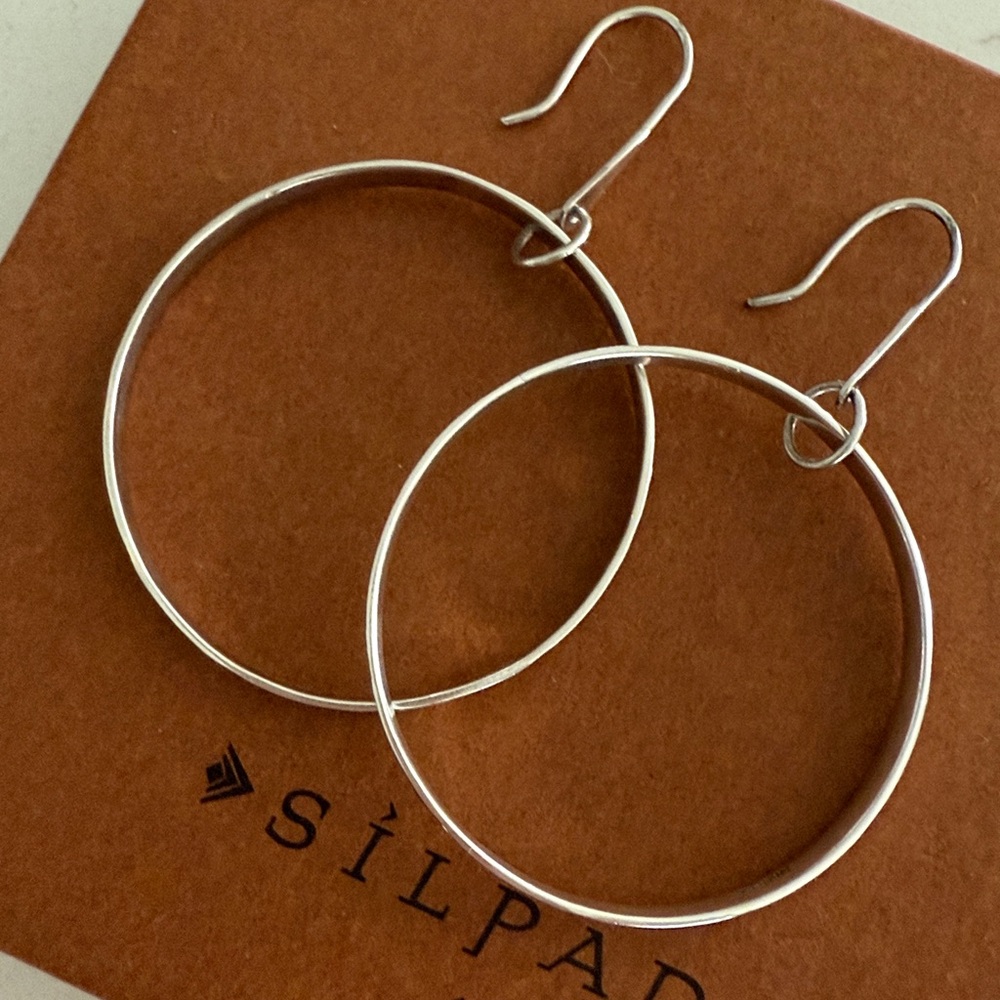 Silpada Sterling Silver French Wire Hoops with Oxidized Vine Etching W2219